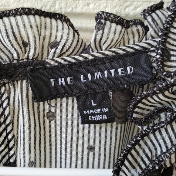 The Limited black and gray ruffle polka-dot top size large - Picture 5 of 5